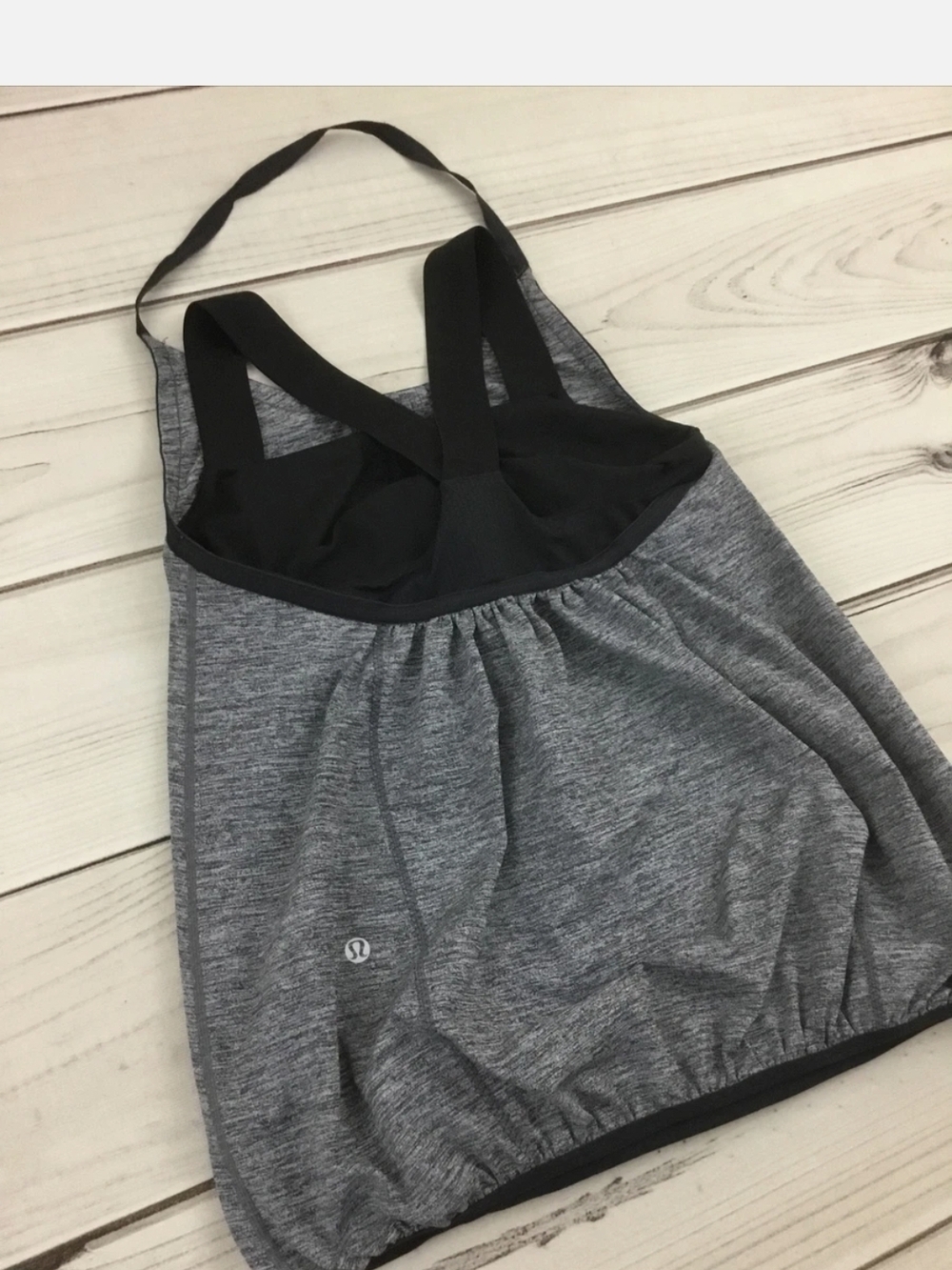 lululemon athletica Gray Heather Built-In Bra Tank with Black Straps